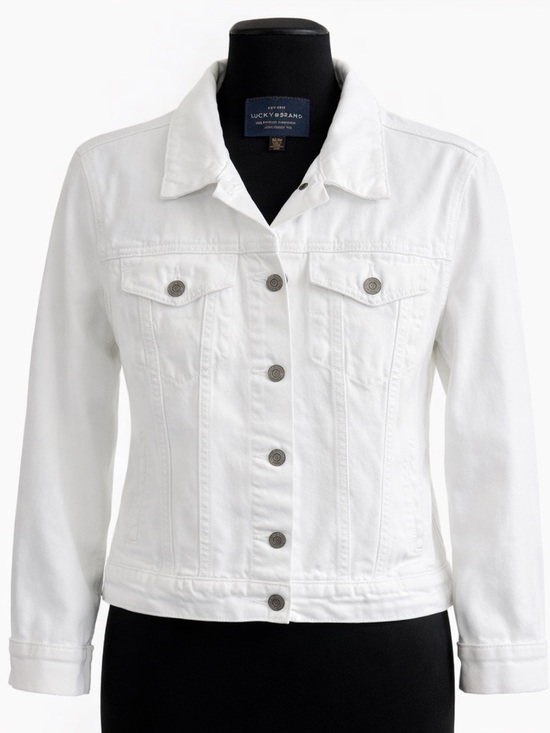 Lucky Brand Jackets & Blazers - Lucky Brand White Denim Jacket Women Medium Cropped Stretch Spring Summer